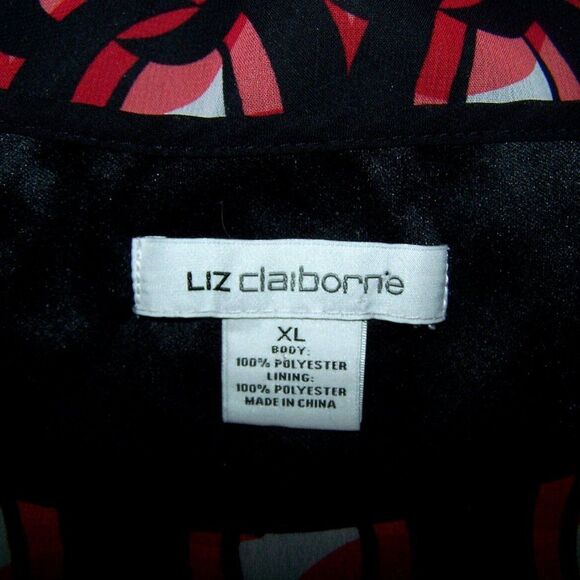 Liz Claiborne Shirt Top XL Flowy Chiffon Overlay Pleated Flared Long Sleeve - Picture 8 of 9